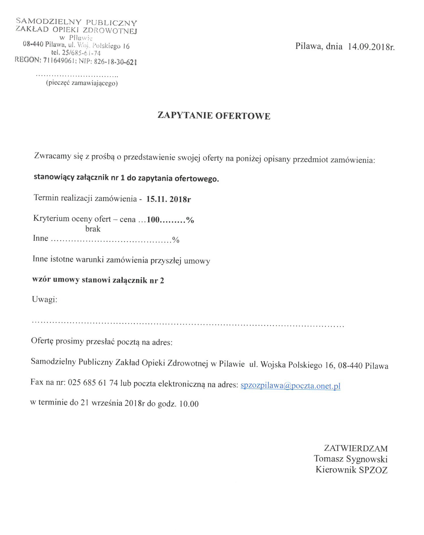 zapytanie ofertowe zapytanie ofertowe